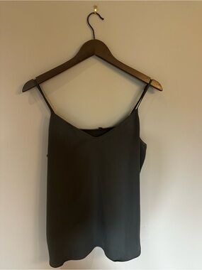J. Crew Charcoal Black V-Neck Silk-Feel Cami